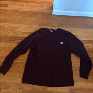 Carhartt Pocket Tee in Burgundy with Gold Logo